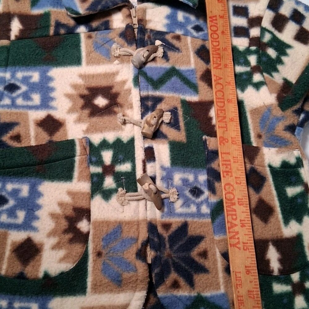 Vintage 1990s Cherokee Fleece Jacket Youth 6 Quilt Pattern Snowflake Gorpcore - Picture 5 of 15